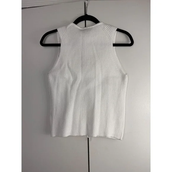 Sincerely Jules White Ribbed Tie Front Sleeveless Knit Vest Top Women XS Sweater - Picture 2 of 4
